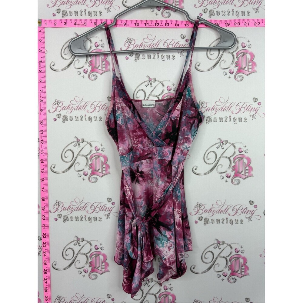 Pelican cove tank top tie Floral Surplice Tie-Front Cami - Pink Teal Black